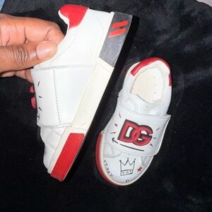 Dolce & Gabbana White and Red Kids Sneakers